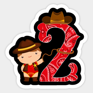 Kids 2nd Birthday Two Year Old Baby Cowboy Western Rodeo Party Sticker